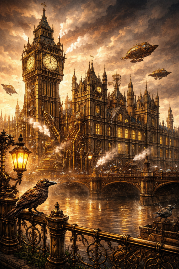 steampunk vision of the houses of parliament